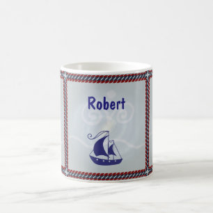 Segelboot mit Rope-Rahmen-Text Kaffeetasse