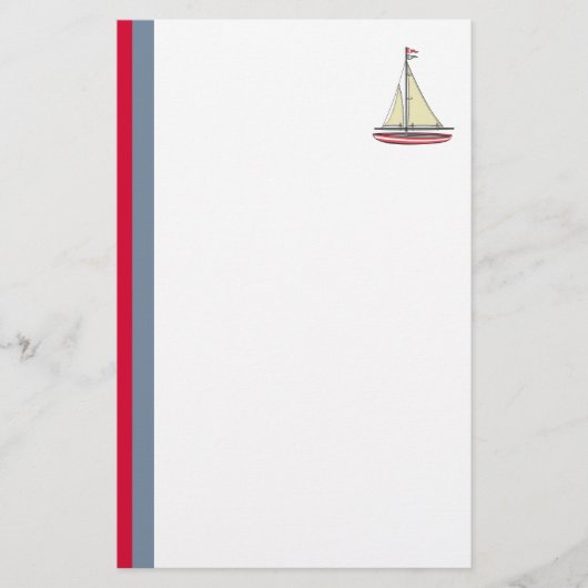 Segelboot mit Streifen Briefpapier (Vorderseite)