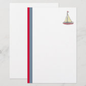 Segelboot mit Streifen Briefpapier (Vorne/Hinten)