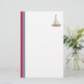 Segelboot mit Streifen Briefpapier (Stehend Vorderseite)