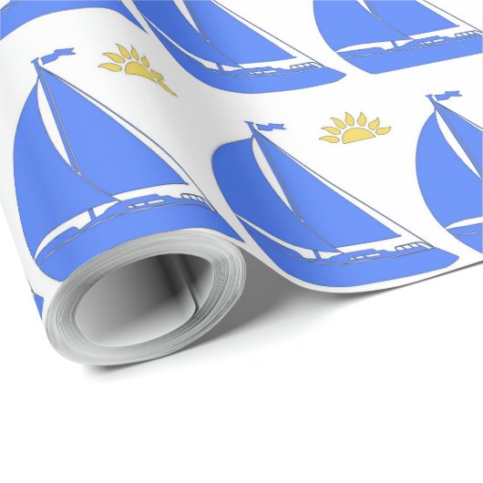 Segelboot mit weißem Hintergrund Geschenkpapier (Rolleneckpunkt)