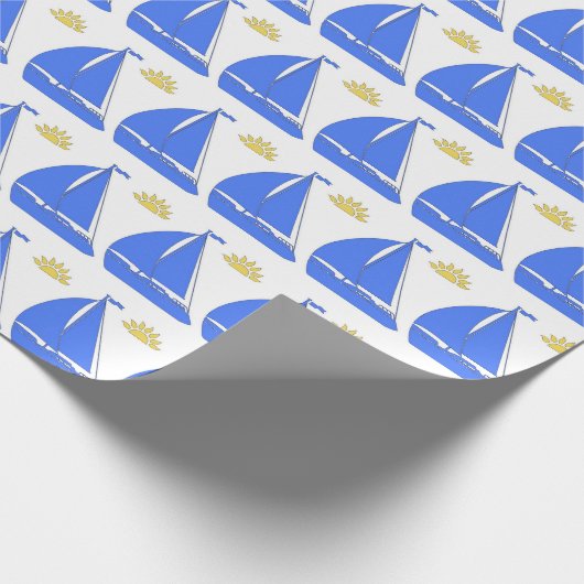 Segelboot mit weißem Hintergrund Geschenkpapier (Ecke)