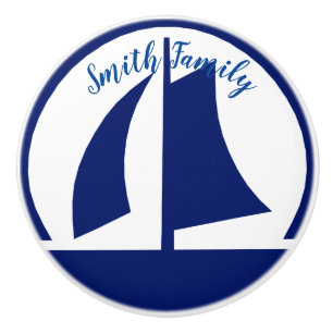 Segelboot-Monogramm-oder Namen-Gewohnheit Keramikknauf