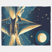 Segelboot nachts fleecedecke (Vorderseite (Horizontal))