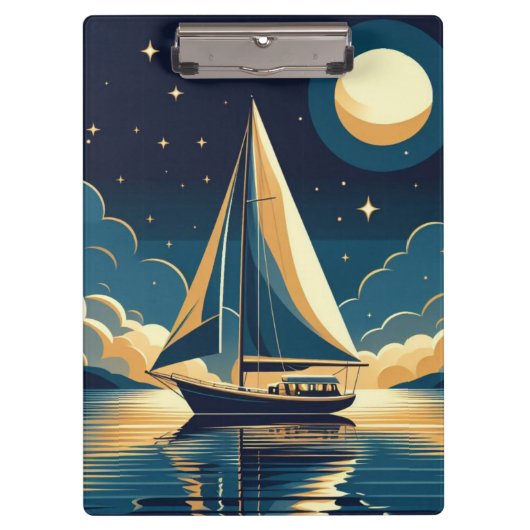 Segelboot nachts klemmbrett (Vorderseite)