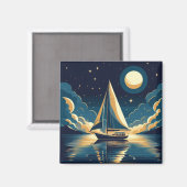 Segelboot nachts magnet (Vorderseite/Rückseite)
