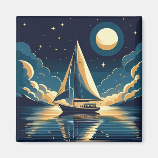 Segelboot nachts magnet (Vorne)