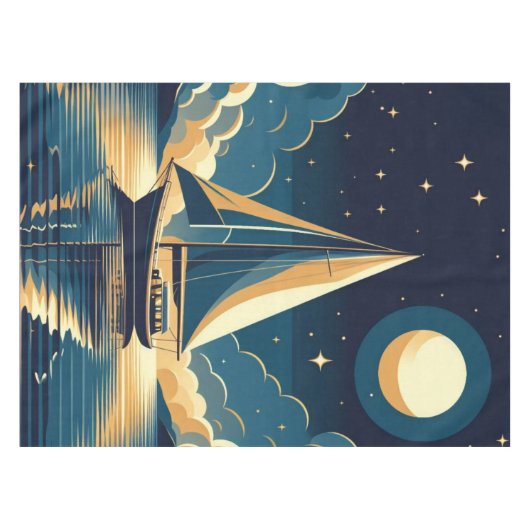 Segelboot nachts tischdecke (Vorderseite (Horizontal))