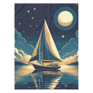 Segelboot nachts tischdecke