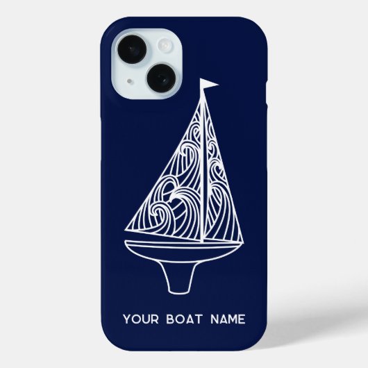 Segelboot Name Nautical Navy Blue Case-Mate iPhone Hülle (Rückseite)