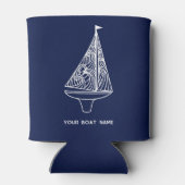 Segelboot Name Nautical Navy Blue Dosenkühler (Rückseite)