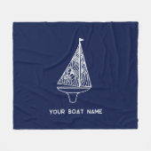 Segelboot Name Nautical Navy Blue Fleecedecke (Vorderseite (Horizontal))