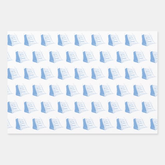 Segelboot Nautic Blue and White Ship Geschenkpapier Set (Vorderseite 2)