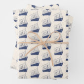 Segelboot Nautic Blue and White Ship Geschenkpapier Set (Beispiel)