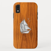 Segelboot Nautic Chrome auf Teak Wood Print Case-Mate iPhone Hülle (Rückseite)