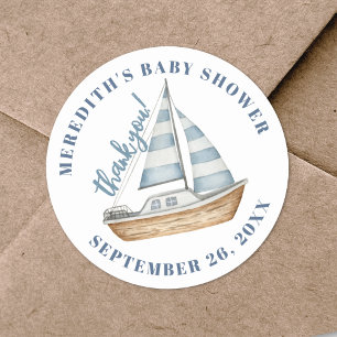 Segelboot Nautical Baby Shower Runder Aufkleber