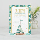 Segelboot Nautical Birthday Einladung (Stehend Vorderseite)