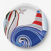 Segelboot Nautical Lighthouse Pappteller (Vorderseite)