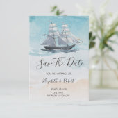Segelboot Nautical Save The Date (Stehend Vorderseite)