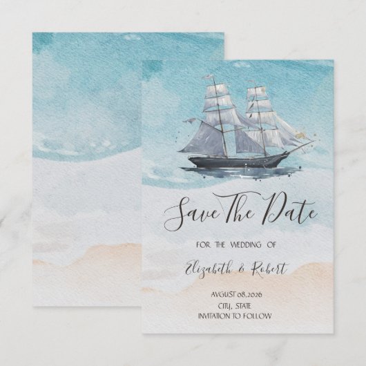 Segelboot Nautical Save The Date (Vorne/Hinten)