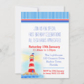 Segelboot nautische Jungs zum ersten Geburtstag ei Einladung (Rückseite)