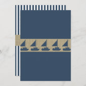 Segelboot Navy Blue Stripes Baby Dusche Einladung (Vorne/Hinten)