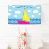 Segelboot Niedlich Frühjahr 1. Geburtstag Party Banner (Insitu)
