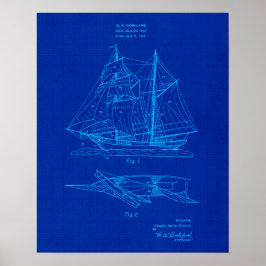 Segelboot Nr. 2 Patent Blueprint Coastal Thema Kun Poster