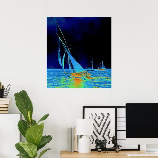 Segelboot Papoose 1887 Colorized Poster (Heimbüro)