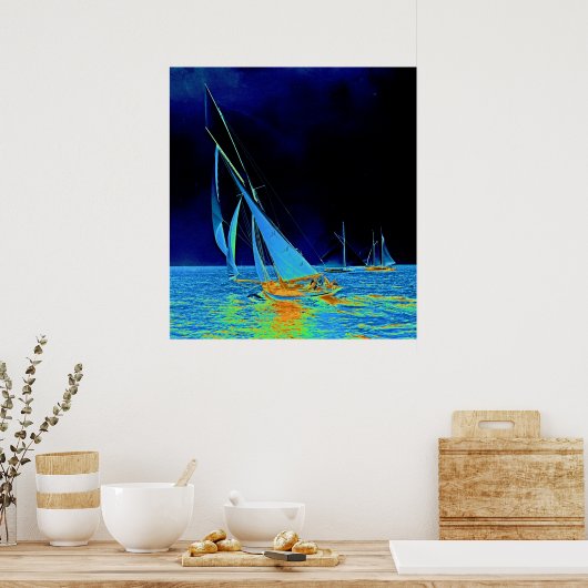 Segelboot Papoose 1887 Colorized Poster (Küche)