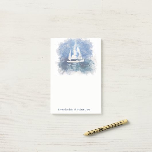 Segelboot-personalisierte Post-it Klebezettel (Auf Schreibtisch)