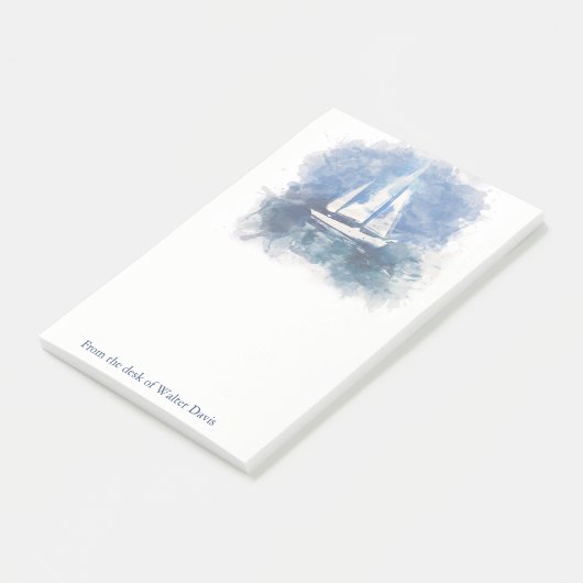 Segelboot-personalisierte Post-it Klebezettel (angewinkelt)