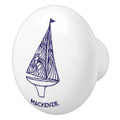 Segelboot personalisierter Name Keramikknauf (Rechts)