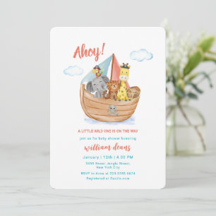 Segelboot Pirat Wilde Safari-Tiere Baby Shower Einladung