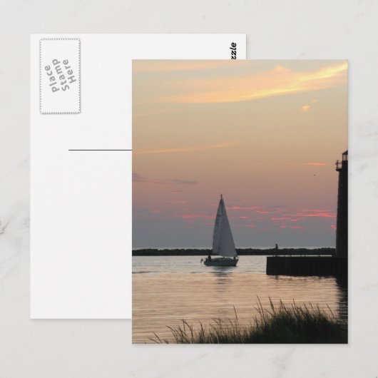 Segelboot Postkarte (Vorne/Hinten)