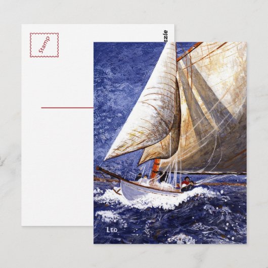 Segelboot Postkarte (Vorne/Hinten)