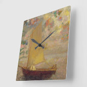 Segelboot Quadratische Wanduhr (Winkel)