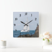 Segelboot Quadratische Wanduhr (Zuhause)