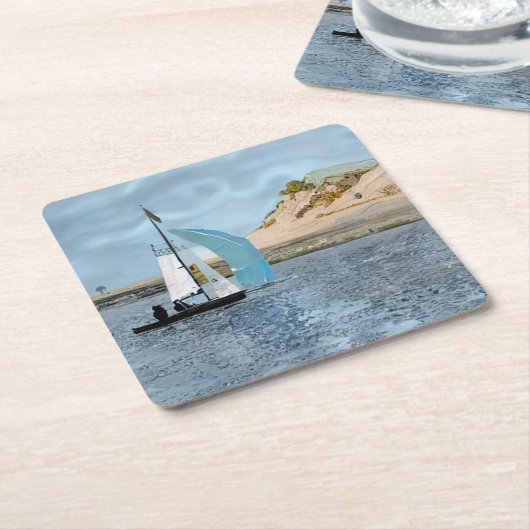 SEGELBOOT RECHTECKIGER PAPPUNTERSETZER (angewinkelt)