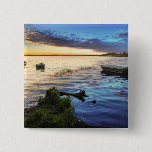 Segelboot-Reflexion vom Sonnenuntergang Button (Vorderseite)