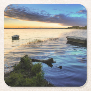 Segelboot-Reflexion vom Sonnenuntergang Rechteckiger Pappuntersetzer