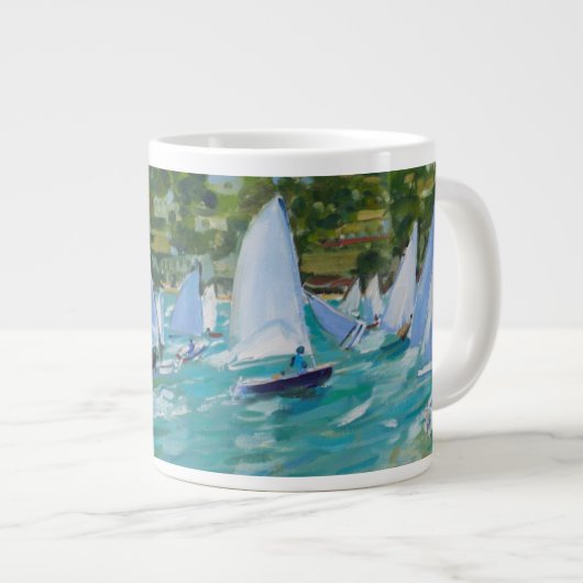 Segelboot-Rennen Jumbo-Tasse (Vorderseite Rechts)