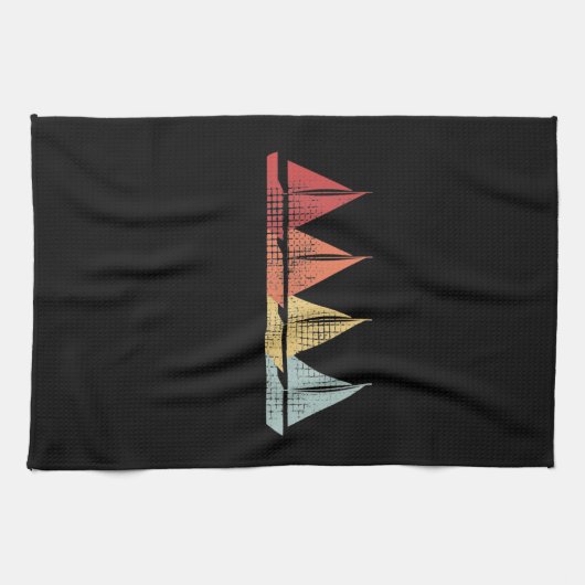 Segelboot Retro Geschirrtuch (Horizontal)