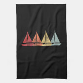 Segelboot Retro Geschirrtuch (Vertikal)