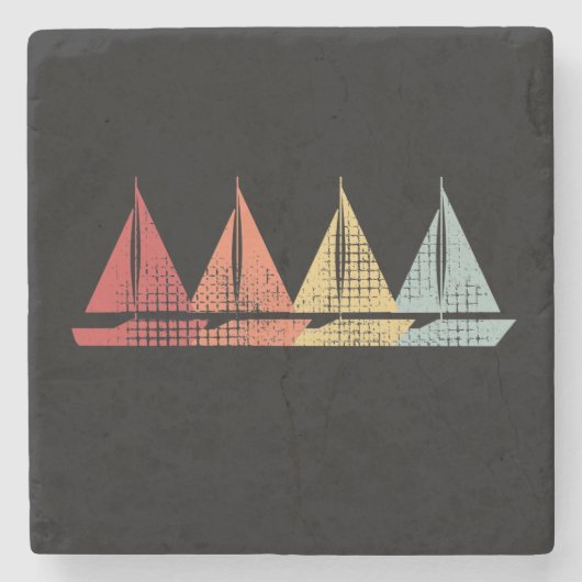 Segelboot Retro Steinuntersetzer (Vorderseite)