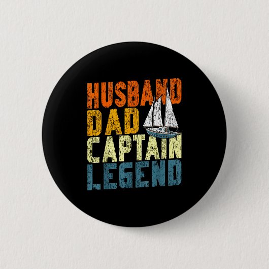 Segelboot Retro Vintage Ehemann Vater Kapitän Button (Vorderseite)