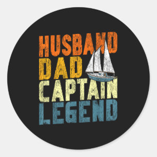 Segelboot Retro Vintage Ehemann Vater Kapitän Runder Aufkleber