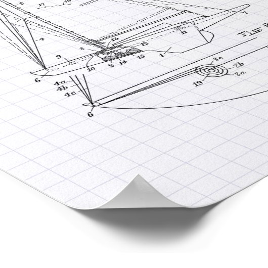 Segelboot Rigging 1921 Patentkunst - Peper-Linde Poster (Ecke)