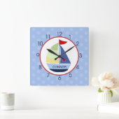 Segelboot Rot, Marine, Light Blue Wall Uhr (Zuhause)