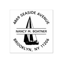 Segelboot-Rund-Rücksende-Adresse-Stempel für einen